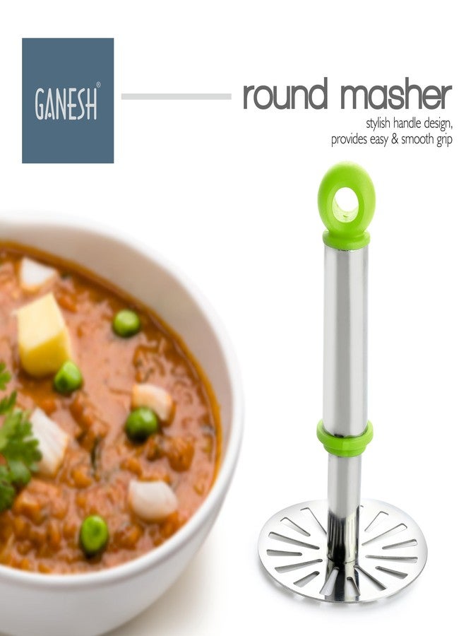 GANESH Stainless Steel Potato Crusher Vegetable Smasher Pav Bhaji Masher with Handle for Effortless Kitchen Uses (Pack of 1, Assorted) - Image 2